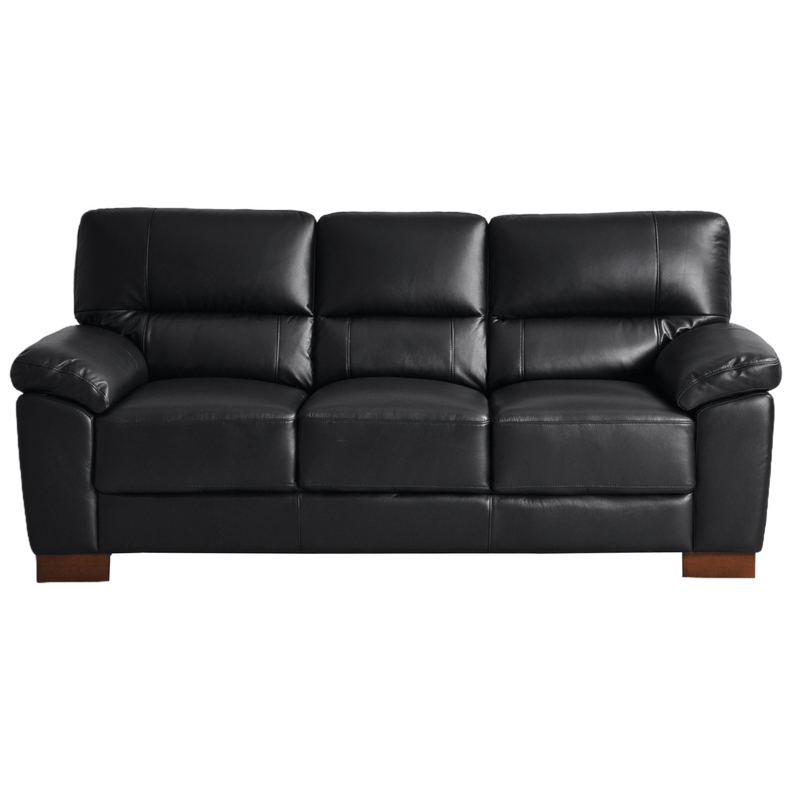 Dalmore Black 3 Seater Sofa – Front-facing angled view on white background, showcasing sleek black upholstery and modern design.