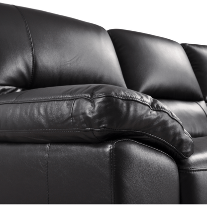 Dalmore Black 3-seater sofa close-up angled view on white background with modern sleek design