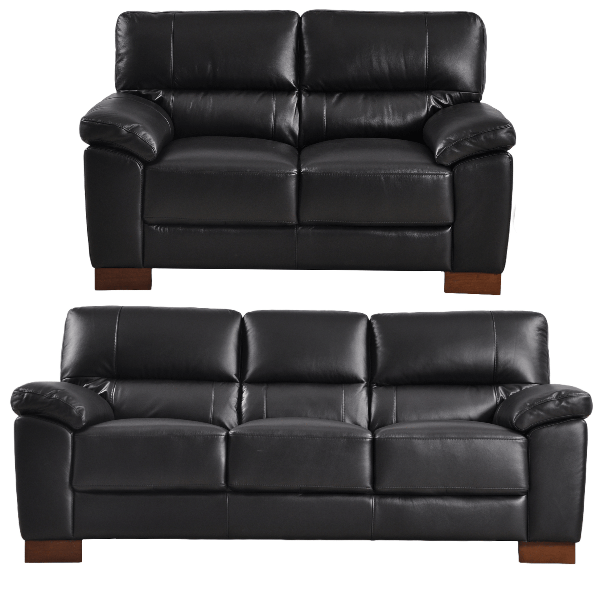 Dalmore Black 3+2 Combo – front-facing set of three- and two-seater black sofas on a white background.
