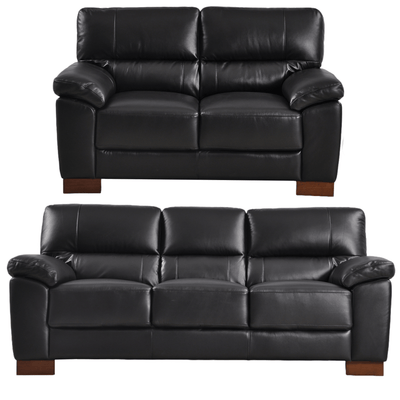 Dalmore Genuine Leather Black 3+2 Seater Sofa Set