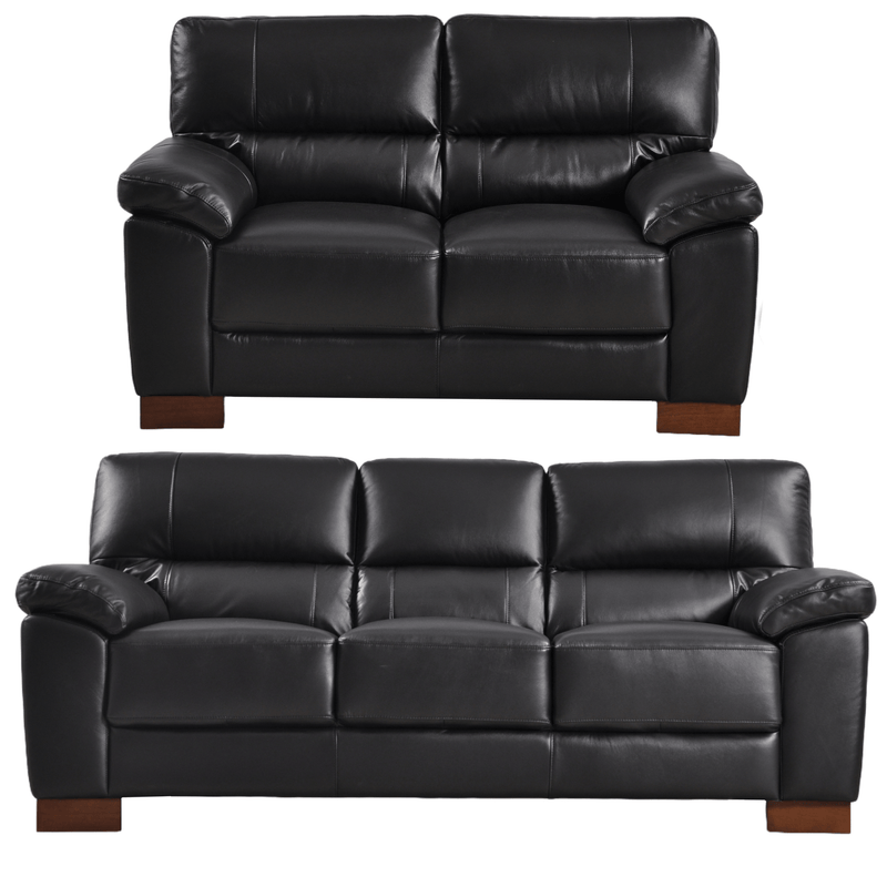 Dalmore Black 3+2 Combo – front-facing set of three- and two-seater black sofas on a white background.