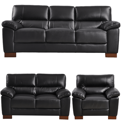 Dalmore Genuine Leather Black 3+2+1 Seater Sofa Set