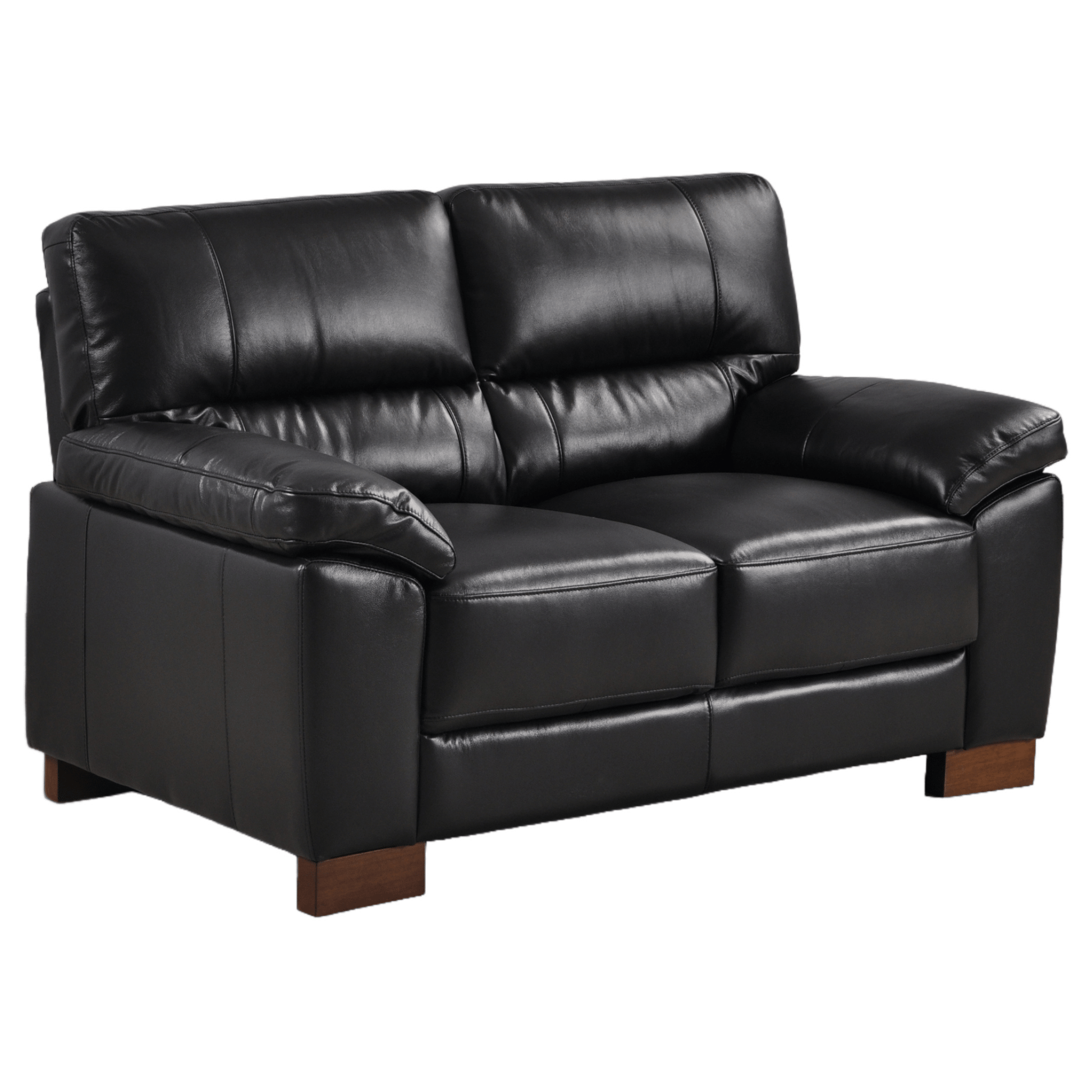 Dalmore Black 2 Seater Sofa – Angled view on white background, highlighting soft black upholstery and contemporary design.