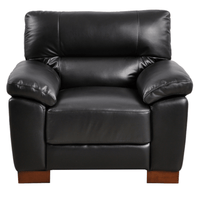 Dalmore Black Armchair – Front-facing view on white background, featuring sleek design and soft black upholstery.