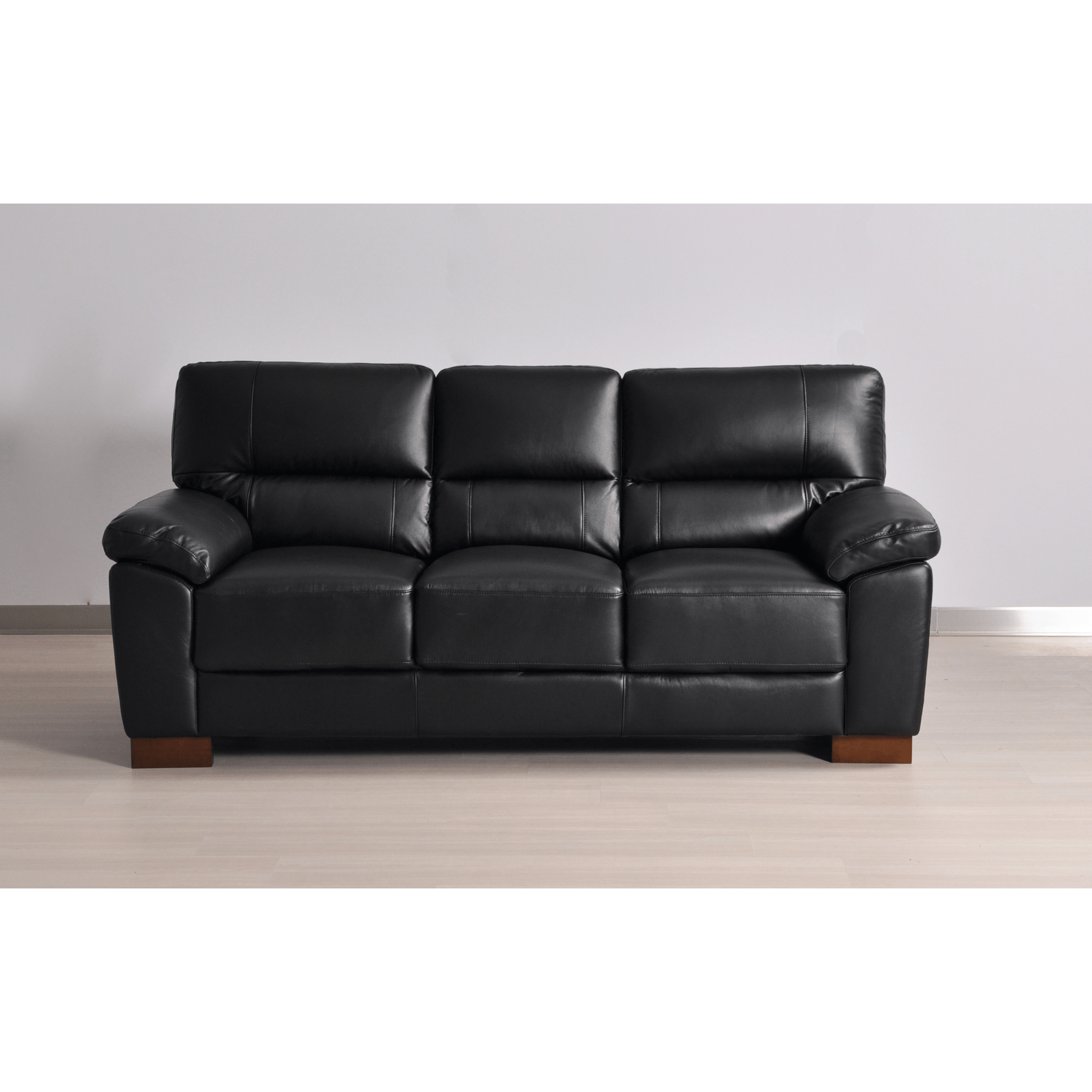 Dalmore Black 3-seater sofa front facing on white background with modern sleek design