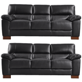 Dalmore Genuine Leather Black 3+3 Seater Sofa Set