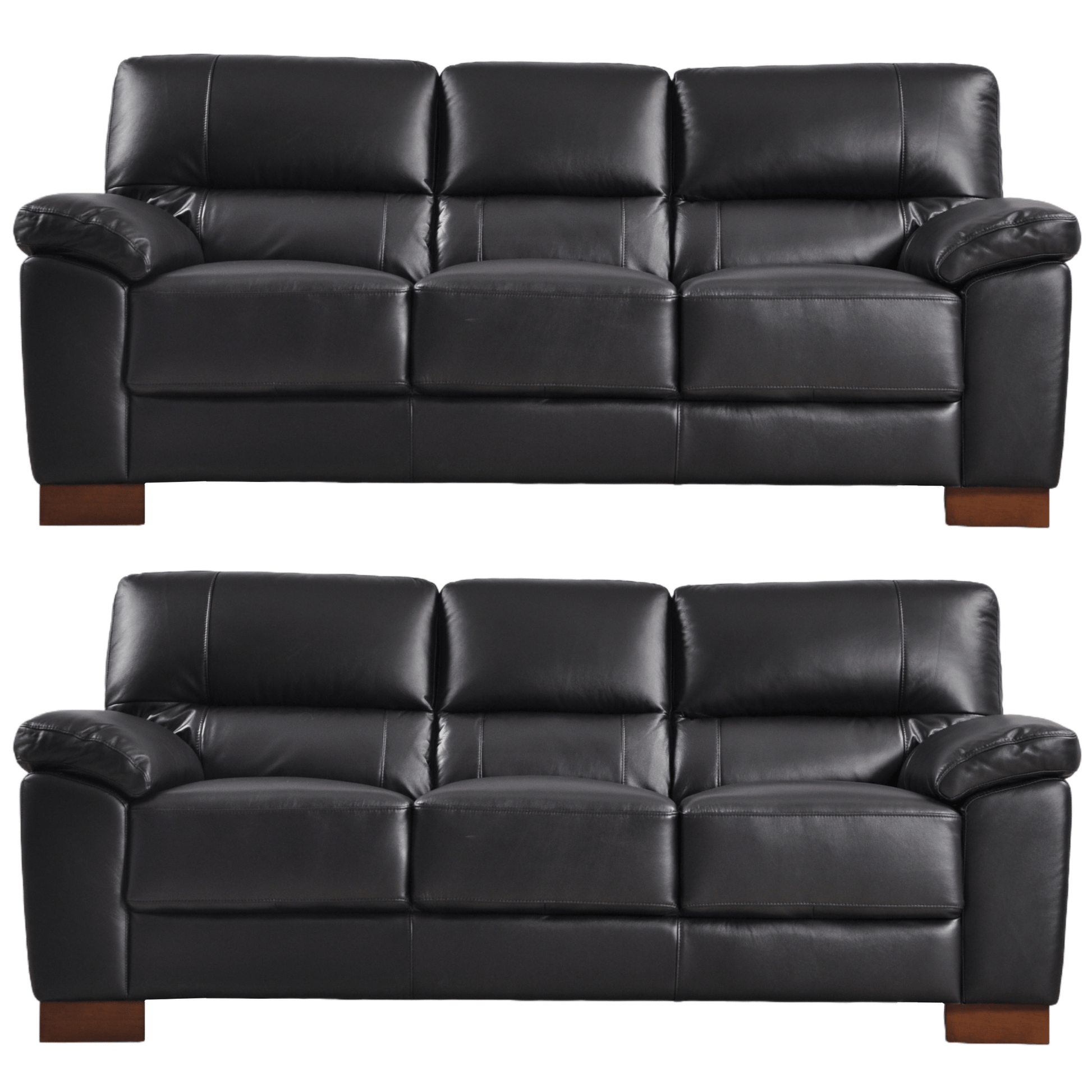Dalmore Black 3+3 sofa combo angled view on white background with modern sleek design