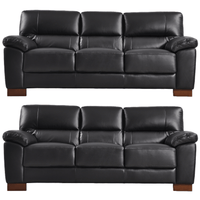 Dalmore Genuine Leather Black 3+3 Seater Sofa Set