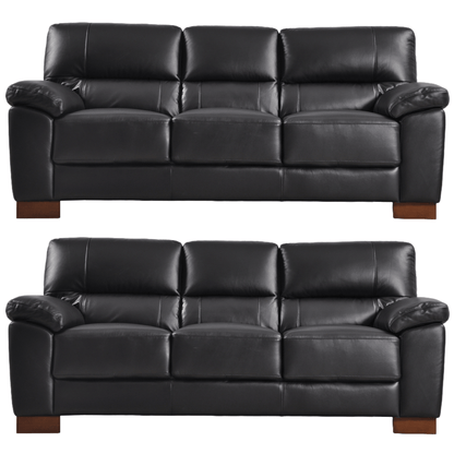 Dalmore Black 3+3 sofa combo angled view on white background with modern sleek design
