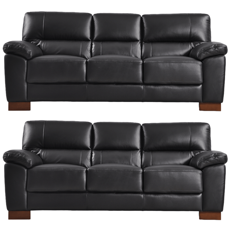 Dalmore Black 3+3 sofa combo angled view on white background with modern sleek design