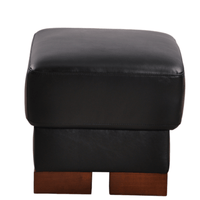 Dalmore Genuine Leather Black Footstool - Furniture Instore