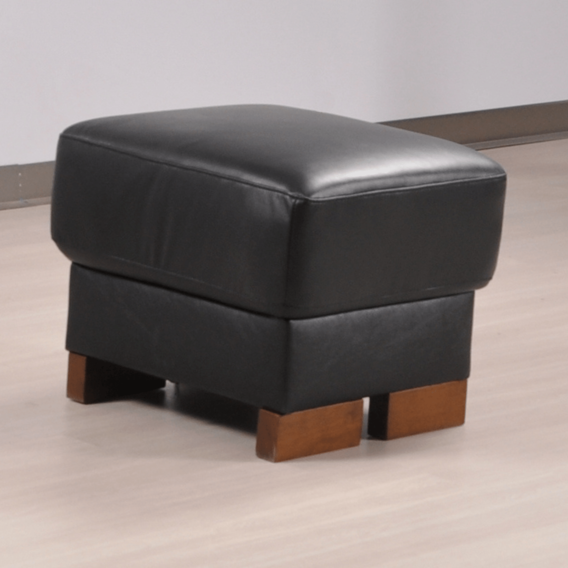 Dalmore Genuine Leather Black Footstool - Furniture Instore