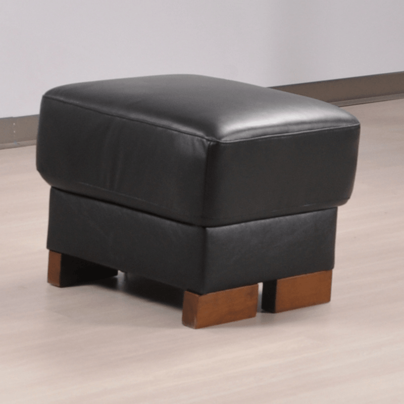 Dalmore Genuine Leather Black Footstool - Furniture Instore