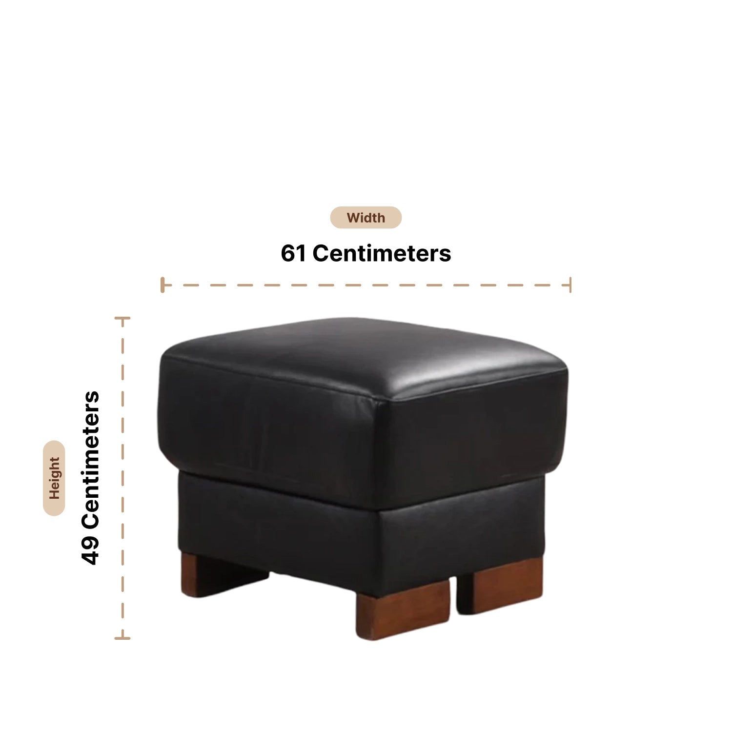 Dalmore Genuine Leather Black Footstool - Furniture Instore