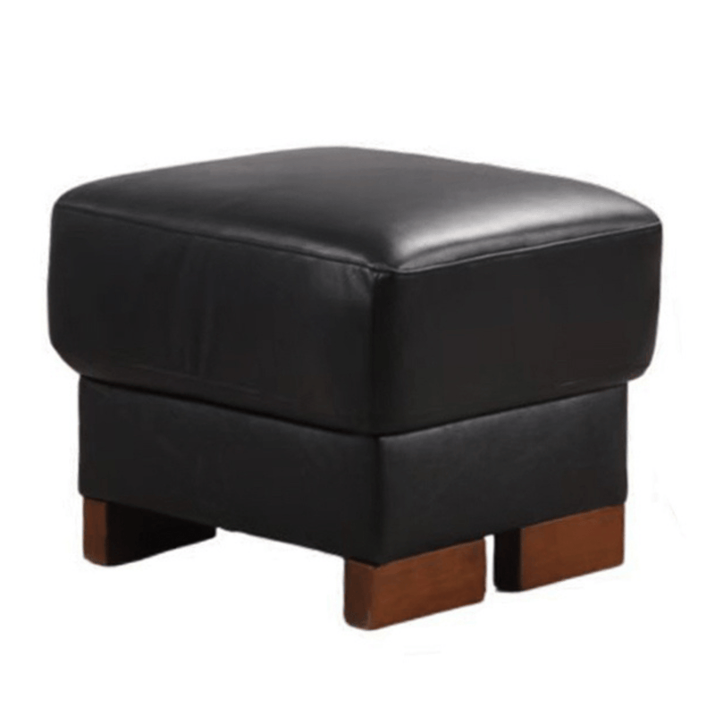 Dalmore Genuine Leather Black Footstool - Furniture Instore