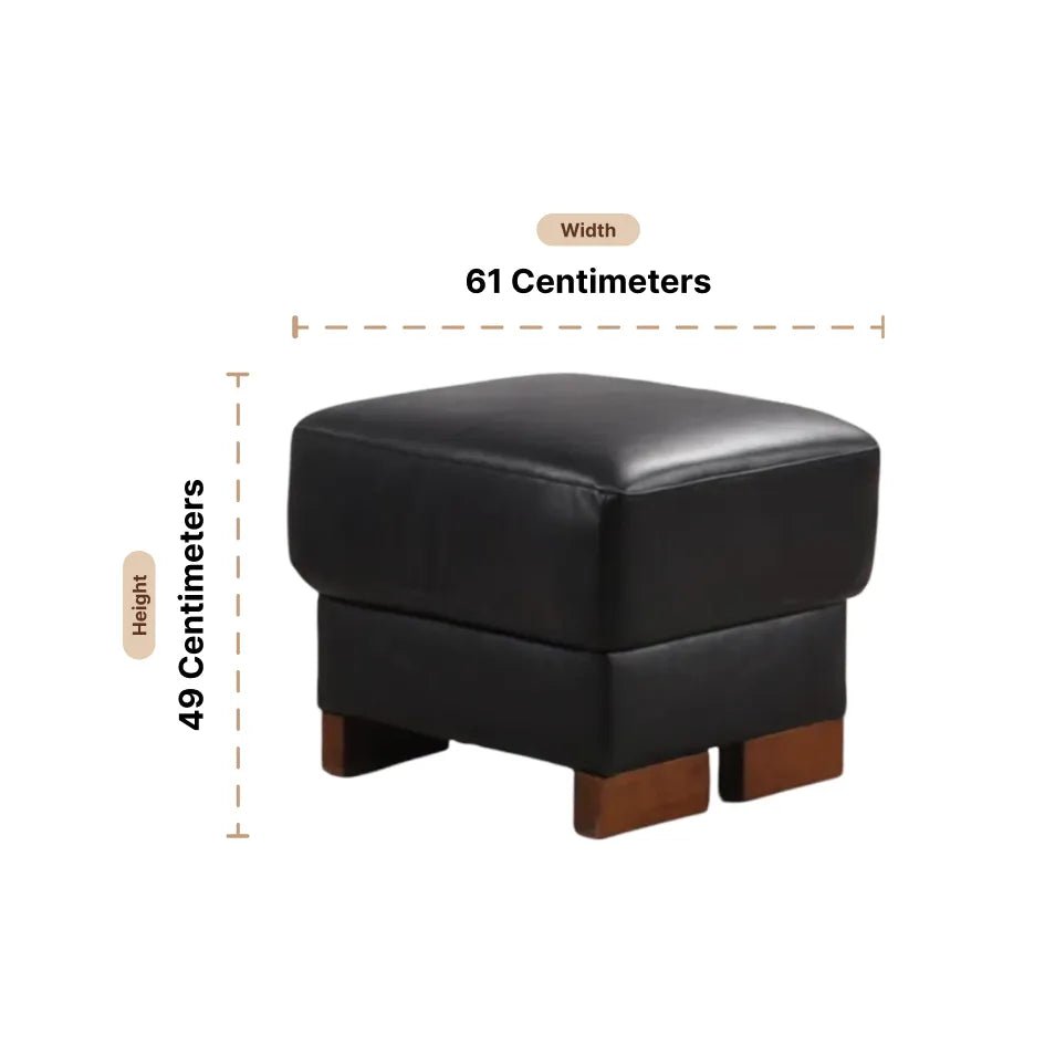 Dalmore Genuine Leather Black Footstool - Furniture Instore