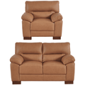 Dalmore Genuine Leather Caramel 2+1 Seater Sofa Set