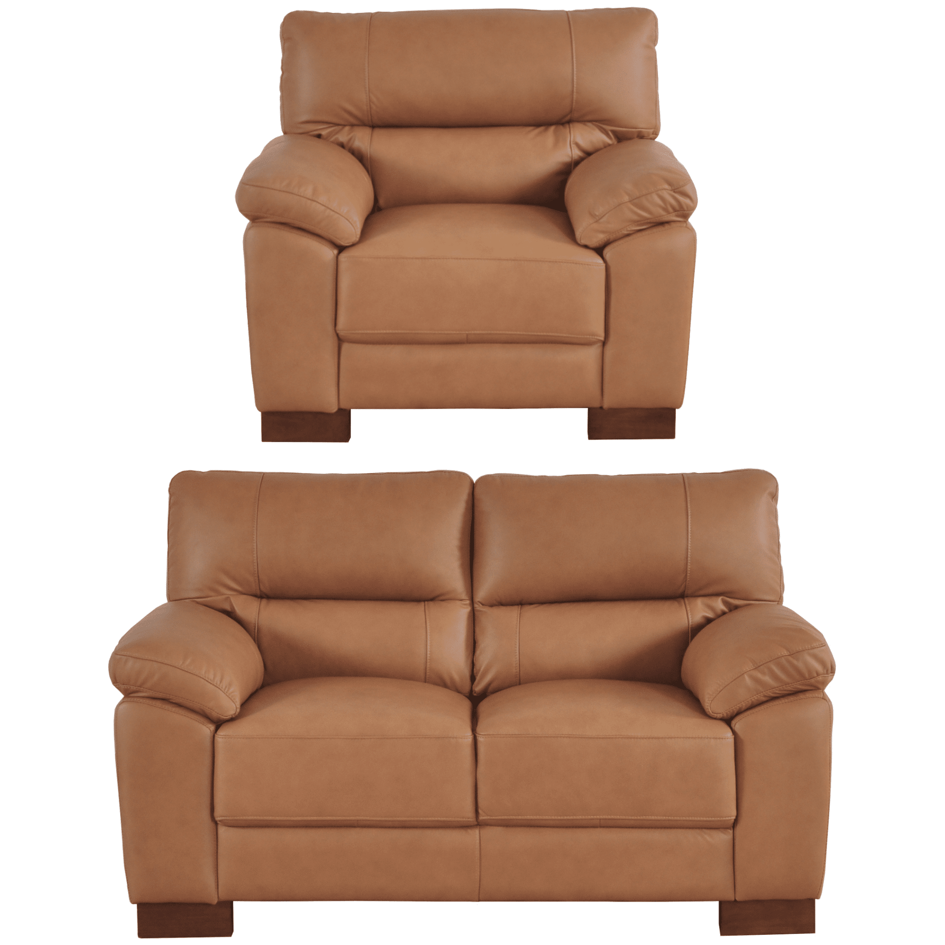 Dalmore Genuine Leather Caramel 2+1 Seater Sofa Set - Furniture Instore