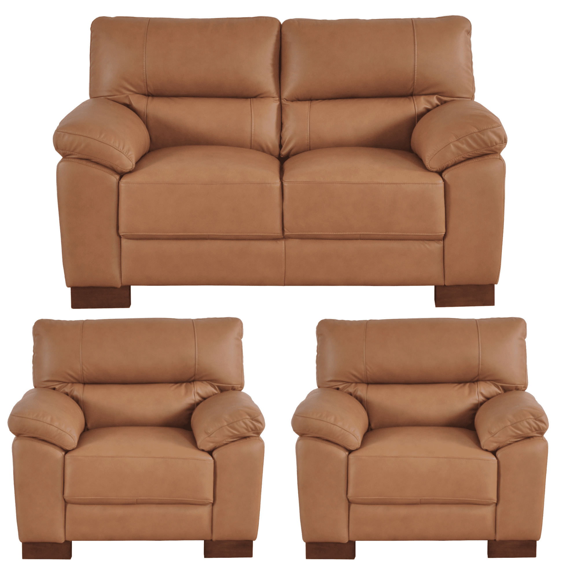 Dalmore Genuine Leather Caramel 2+1+1 Seater Sofa Set - Furniture Instore