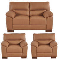 Dalmore Genuine Leather Caramel 2+1+1 Seater Sofa Set