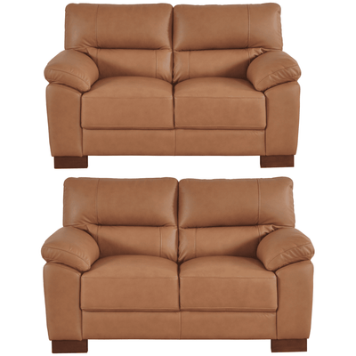Dalmore Genuine Leather Caramel 2+2 Seater Sofa Set