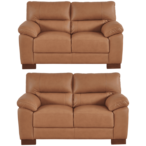 Dalmore Genuine Leather Caramel 2+2 Seater Sofa Set