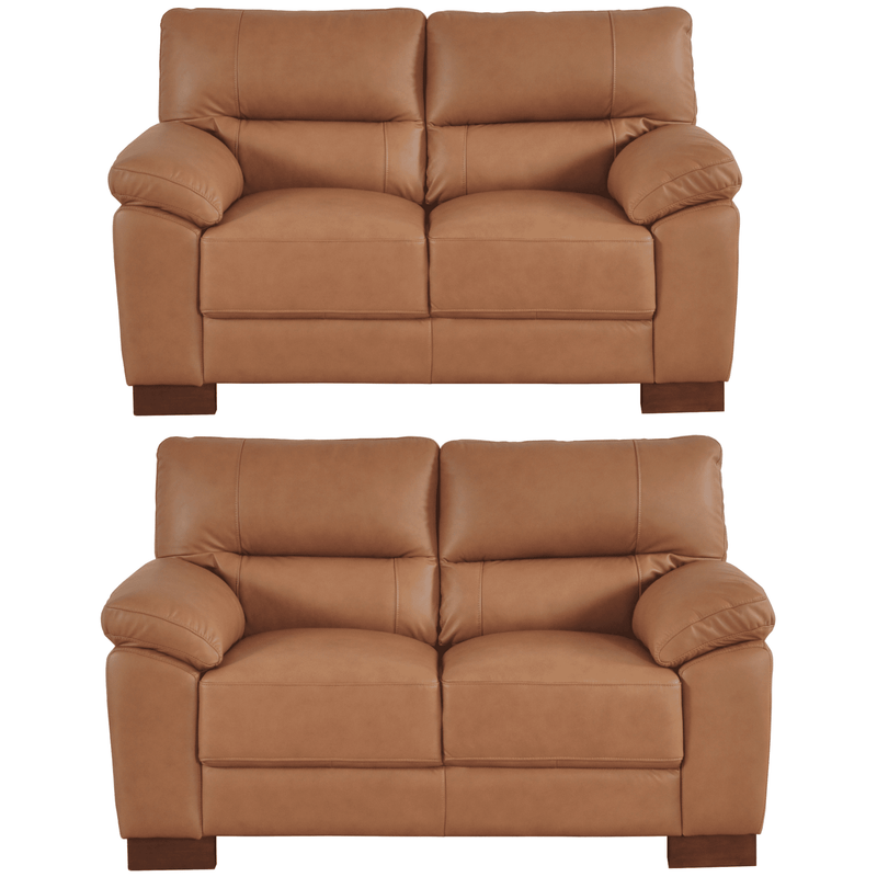 Dalmore Genuine Leather Caramel 2+2 Seater Sofa Set - Furniture Instore