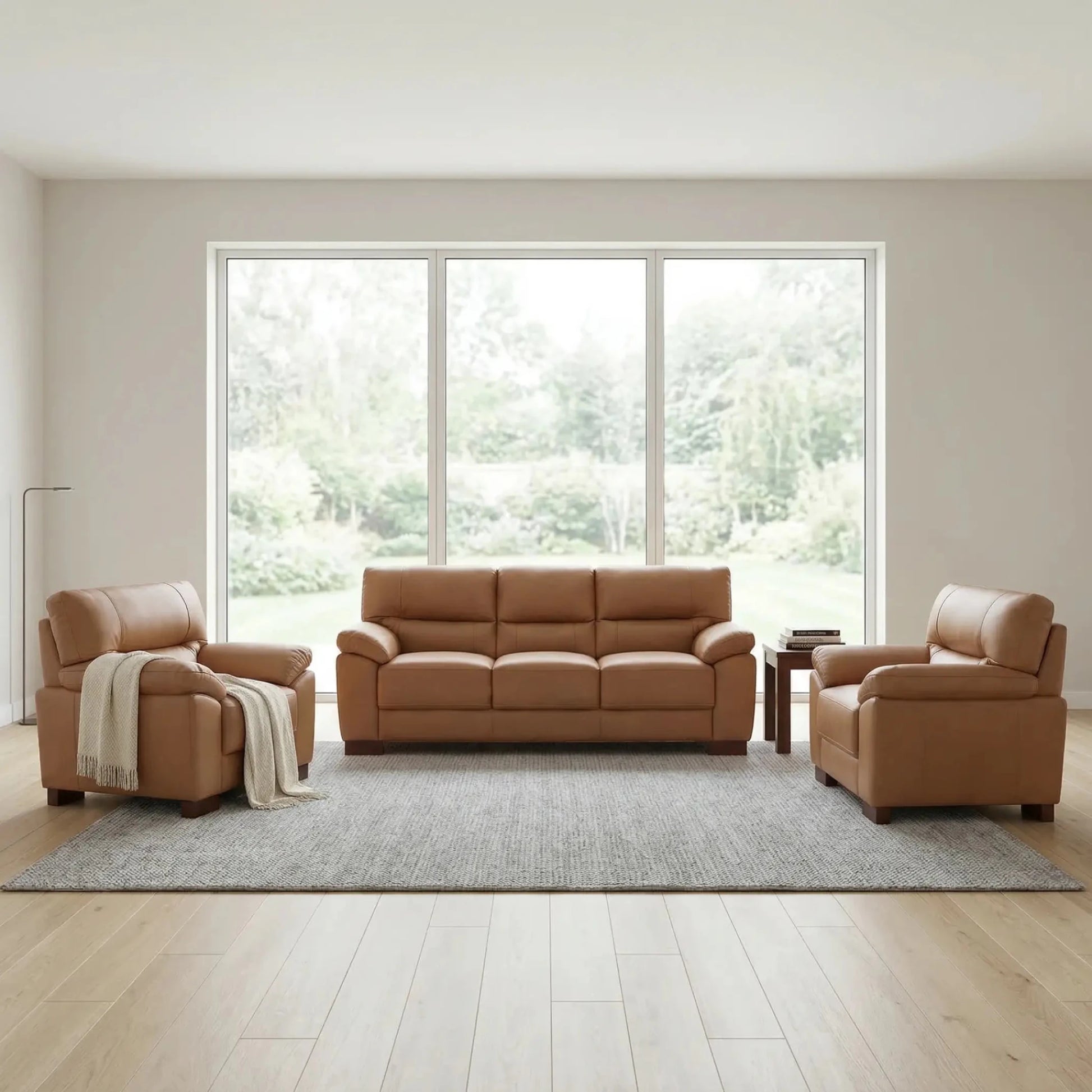 Dalmore Genuine Leather Caramel 3+1+1 Seater Sofa Set - Furniture Instore