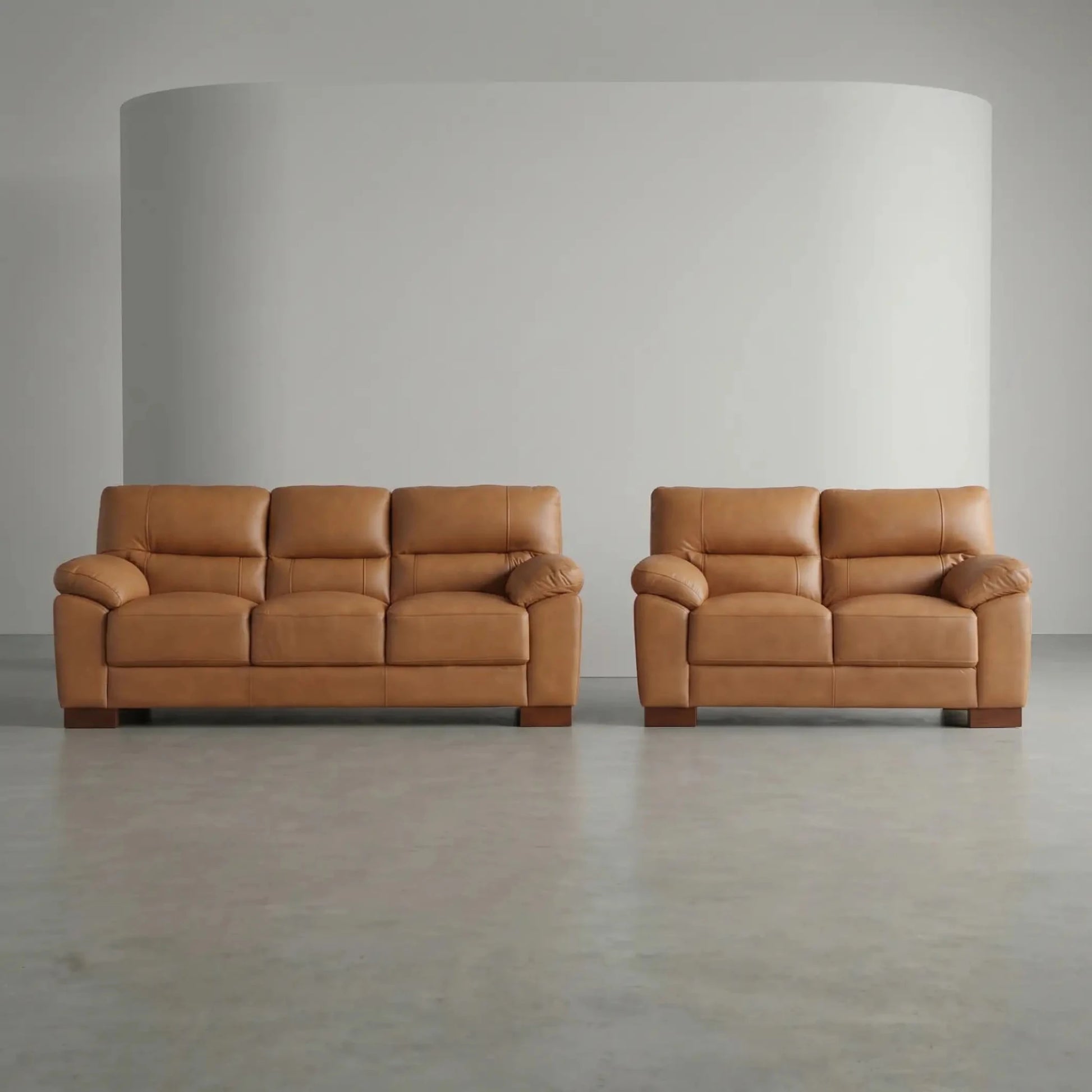 Dalmore Genuine Leather Caramel 3+2 Seater Sofa Set - Furniture Instore