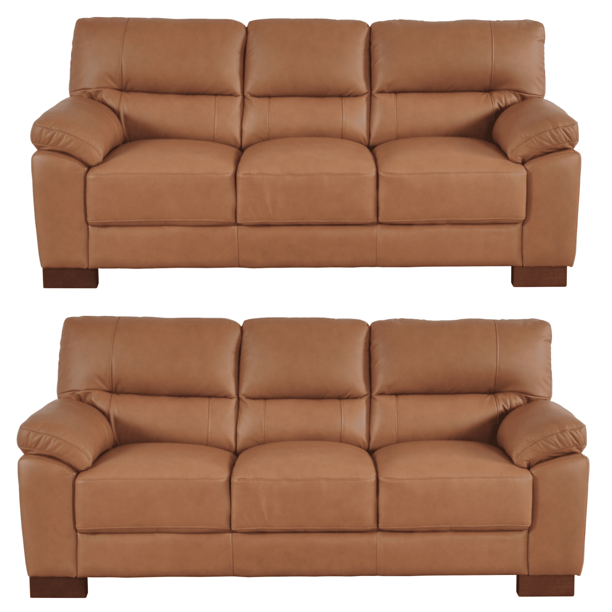 Dalmore Genuine Leather Caramel 3+3 Seater Sofa Set - Furniture Instore