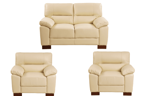 Dalmore Genuine Leather Cream 2+1+1 Seater Sofa Set