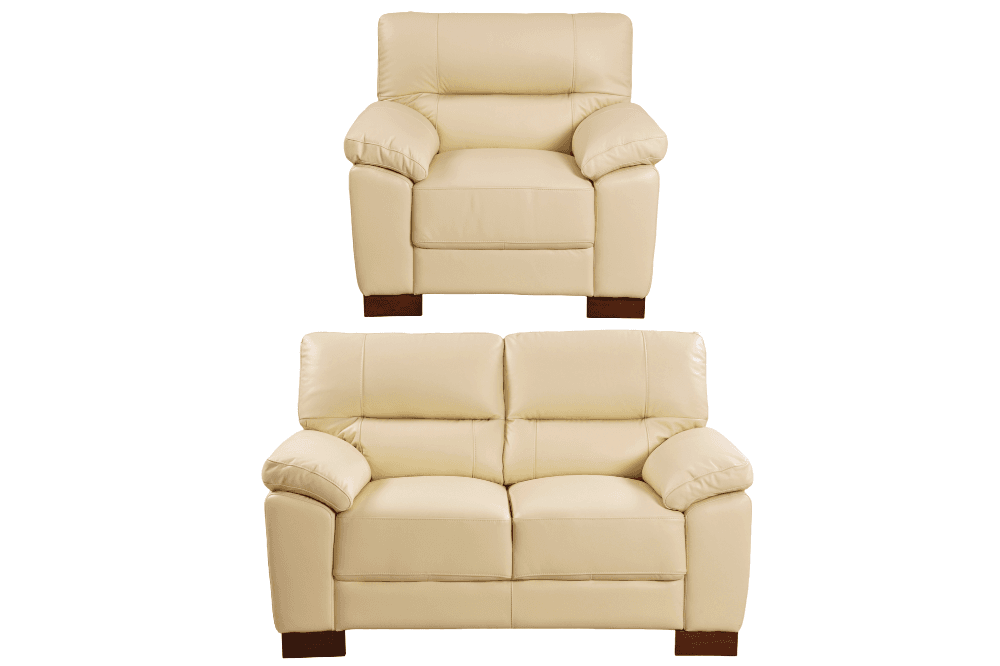 Dalmore Genuine Leather Cream 2+1 Seater Sofa Set