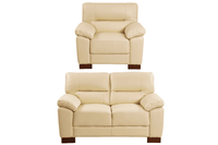 Dalmore Genuine Leather Cream 2+1 Seater Sofa Set
