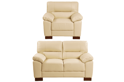 Dalmore Genuine Leather Cream 2+1 Seater Sofa Set