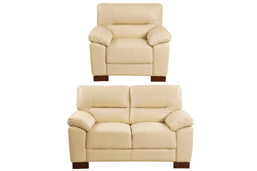 Dalmore Genuine Leather Cream 2+1 Seater Sofa Set