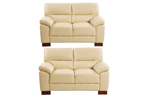 Dalmore Genuine Leather Cream 2+2 Seater Sofa Set