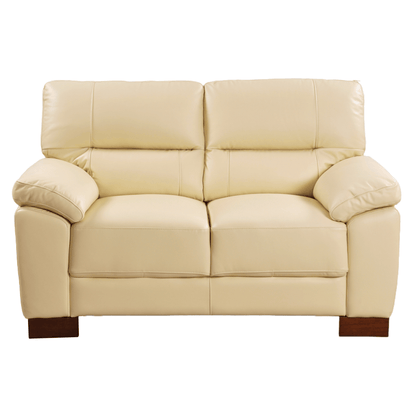 Cream 2-seater sofa front facing on white background with modern sleek design
