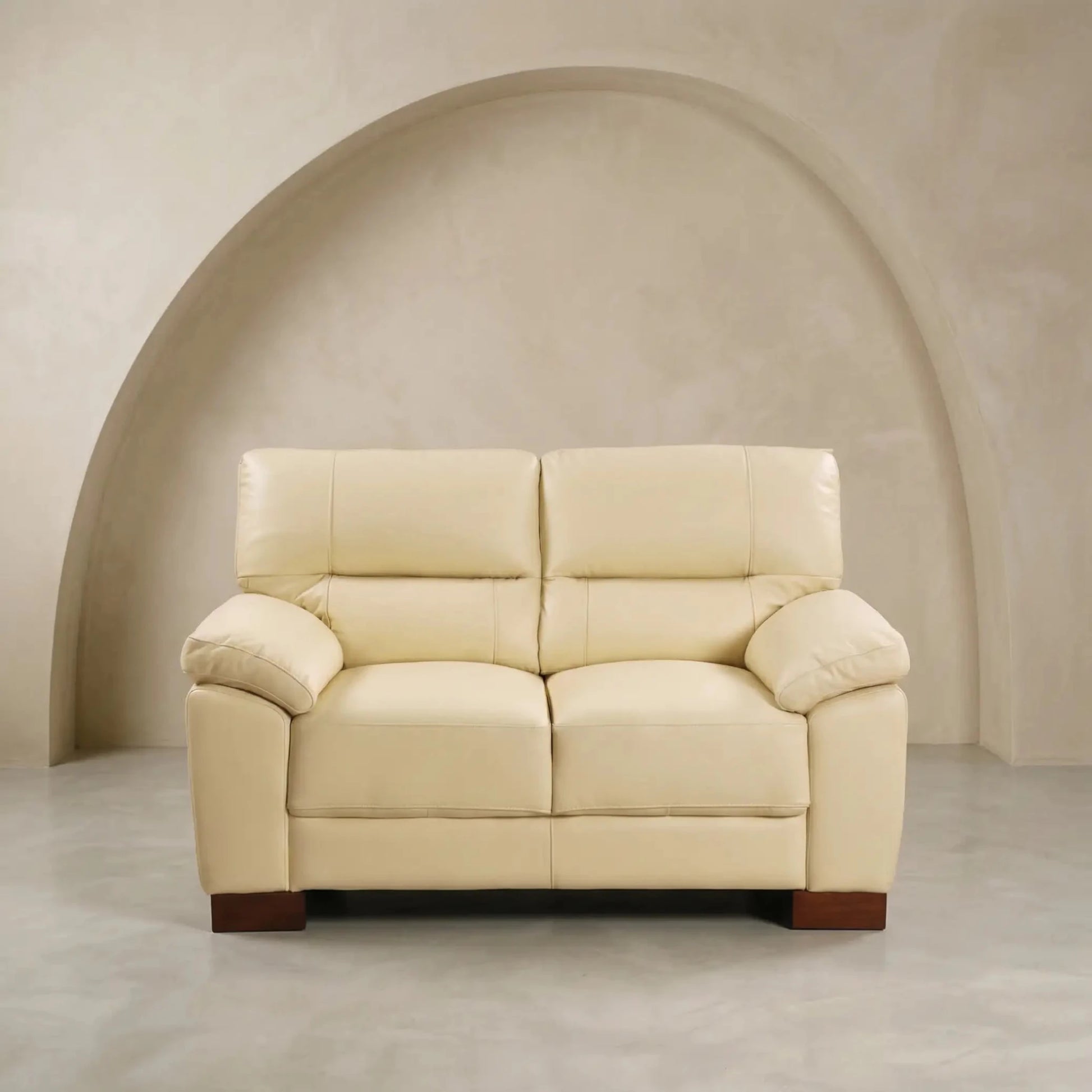 Dalmore Genuine Leather Cream 2 Seater Sofa - Furniture Instore
