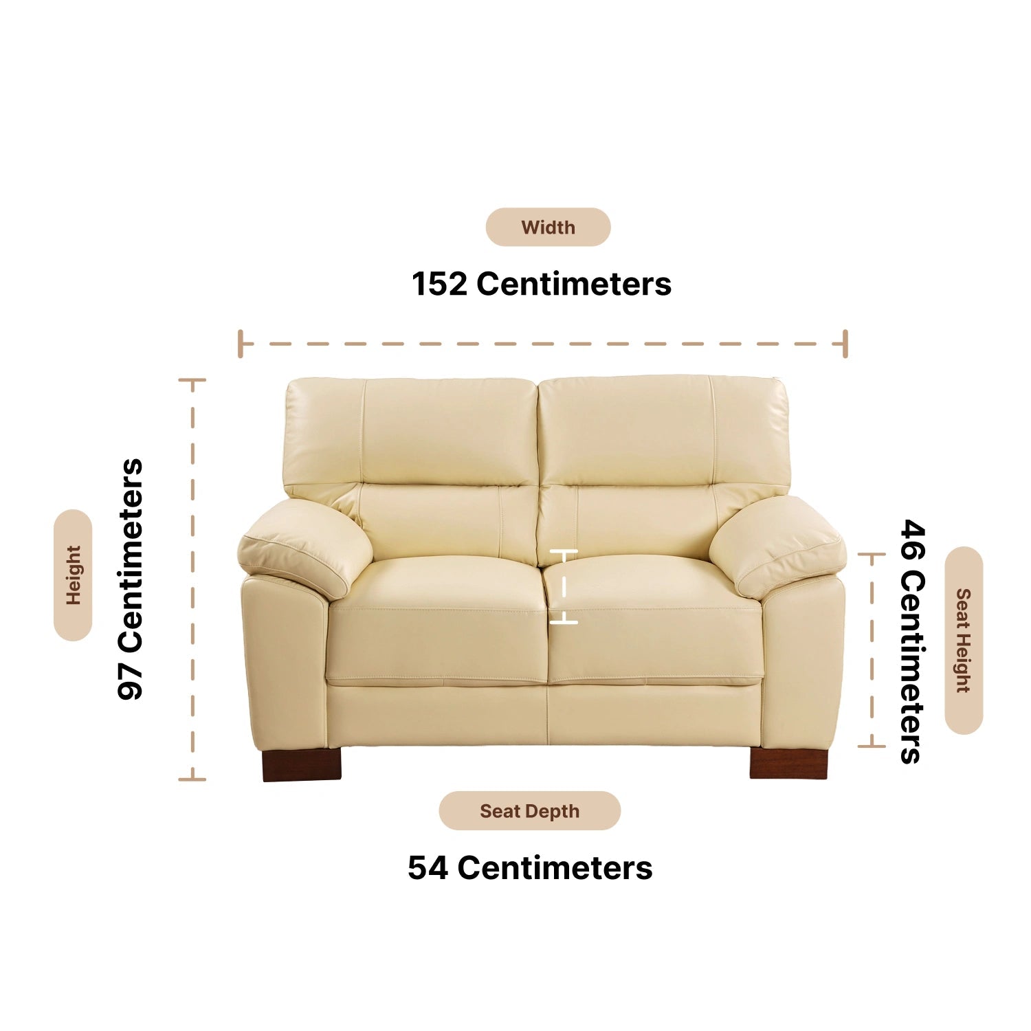 2 seater size measurements