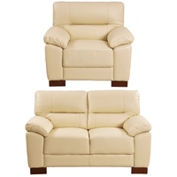 Dalmore Genuine Leather Cream 2+1 Seater Sofa Set