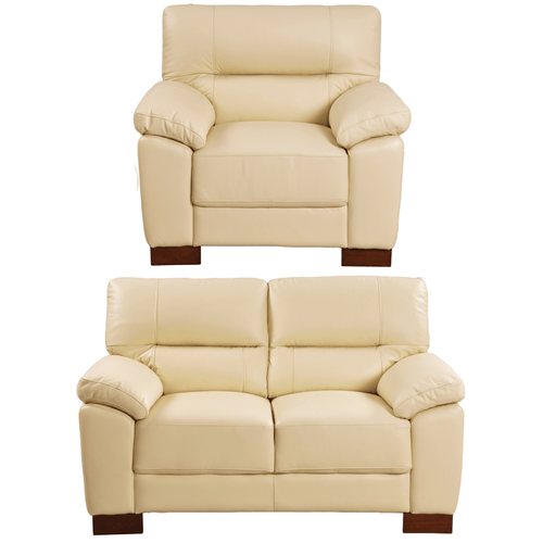 Dalmore Genuine Leather Cream 2+1 Seater Sofa Set
