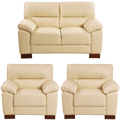 Dalmore Genuine Leather Cream 2+1+1 Seater Sofa Set
