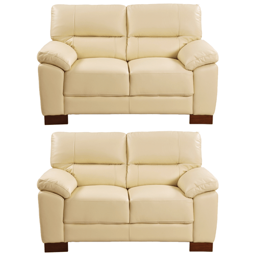 Dalmore Genuine Leather Cream 2+2 Seater Sofa Set