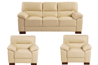 Dalmore Genuine Leather Cream 3+1+1 Seater Sofa Set