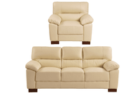 Dalmore Genuine Leather Cream 3+1 Seater Sofa  Set