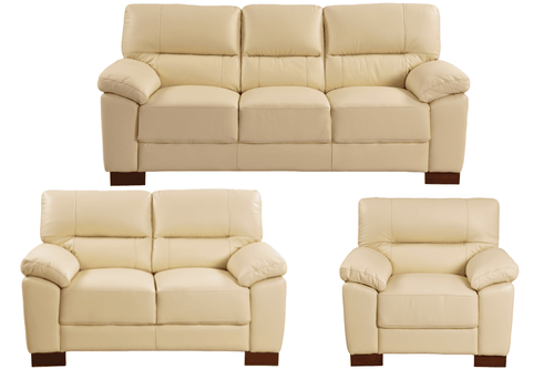 Dalmore Genuine Leather Cream 3+2+1 Seater Sofa Set