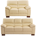 Dalmore Genuine Leather Cream 3+2 Seater Sofa Set