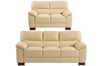 Dalmore Genuine Leather Cream 3 + 2 Seater Sofa Set