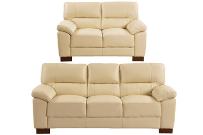 Dalmore Genuine Leather Cream 3 + 2 Seater Sofa Set