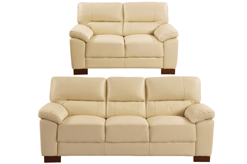 Dalmore Genuine Leather Cream 3 + 2 Seater Sofa Set